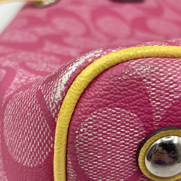 Coach Women’s Signature Carryall Bag – Yellow/Pink – Style F22908 - Picture 6 of 16